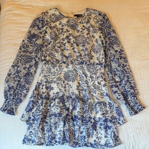Aqua Floral B Long Sleeve Dress
